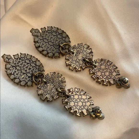 Elegant Gold and Silver Statement Earrings - Picture 3 of 3